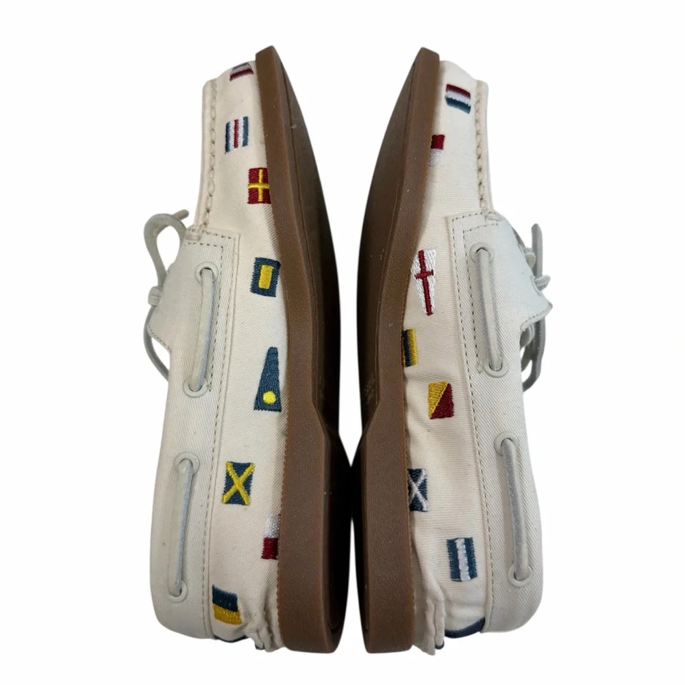 Sperry Authentic Original Boat Shoes in Canvas Nautical Embroidered Size 5